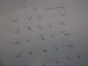Recording place value equation in Braille